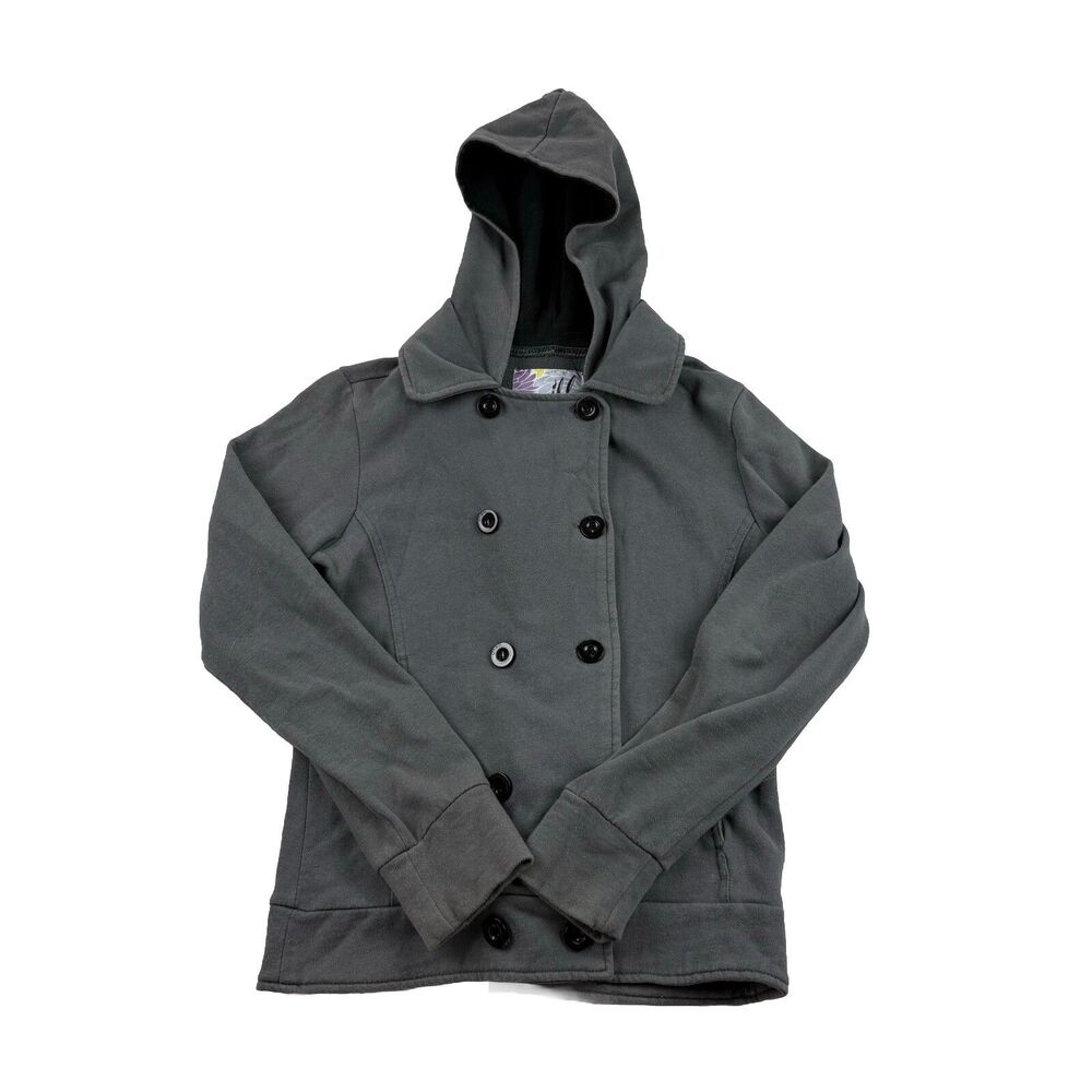 O’Neill Double Breasted Hooded Coat Womens S Gray Long Sleeve Surf Skate